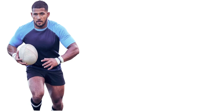 Man holding rugby ball