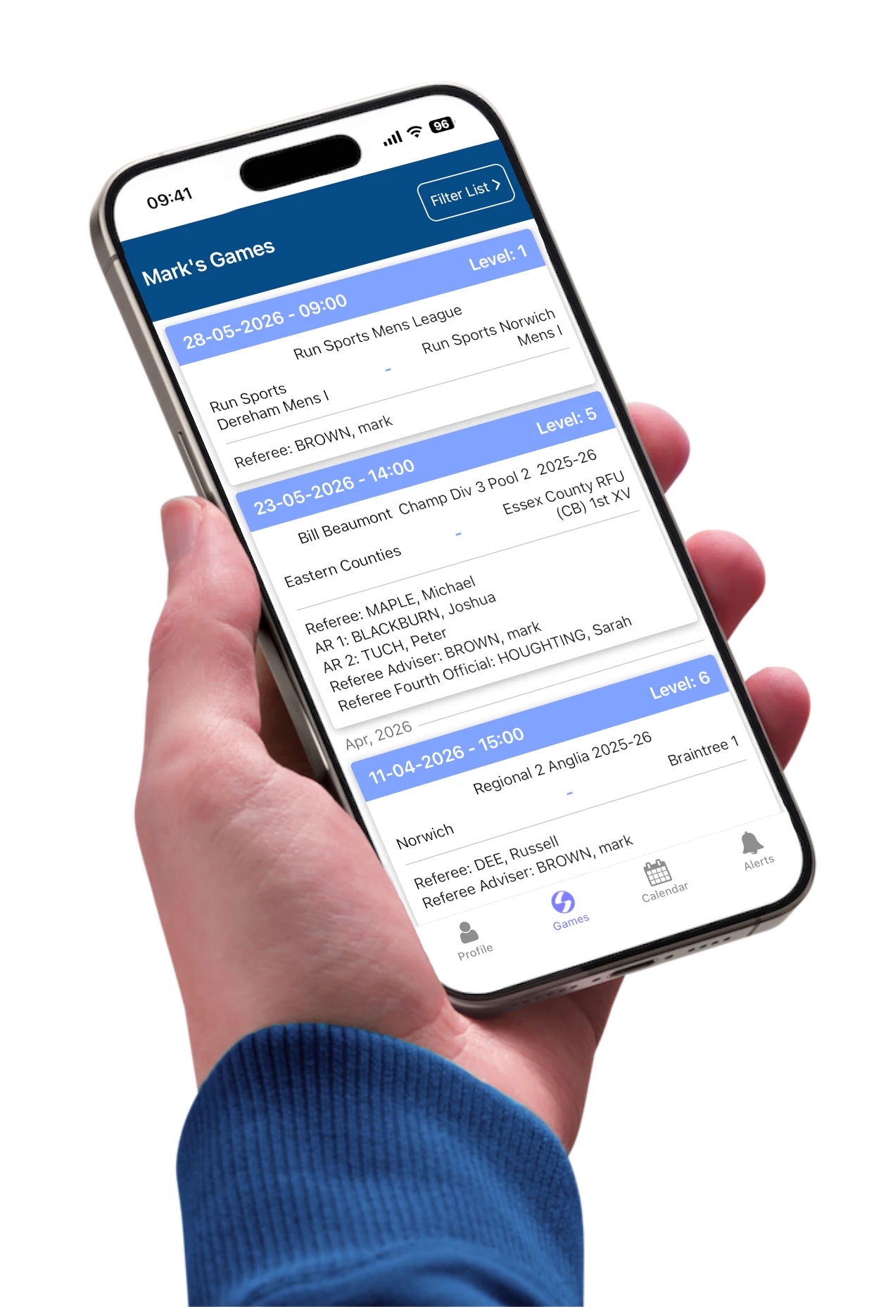 RunSports app on a IPhone