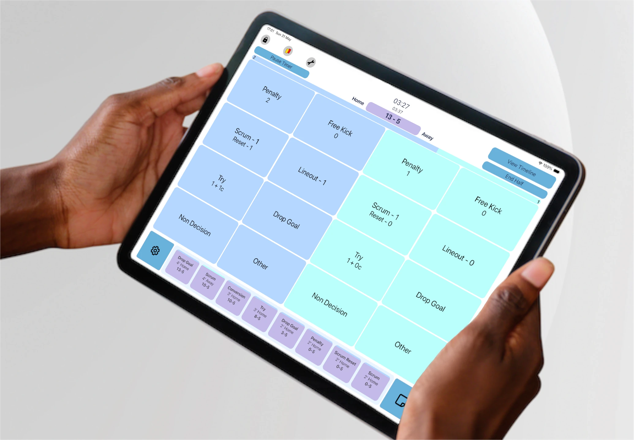 RunSports Game Assist app on a IPad