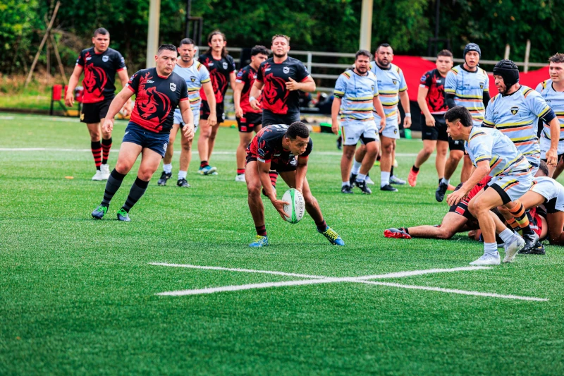 Men playing a rugby league game