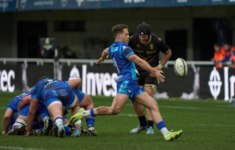 Men playing a rugby union game